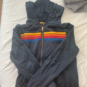 AVIATOR NATION 5 stripe charcoal zip up. Size M